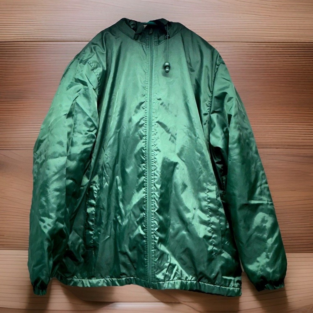 Totes Windbreaker Jacket Mens Large Green Fleece Lined Hooded Gorpcore Outdoor